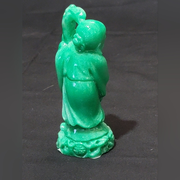 Vintage Chinese God Sau, a domed head and carrying a peach and walking stick - Picture 3 of 8
